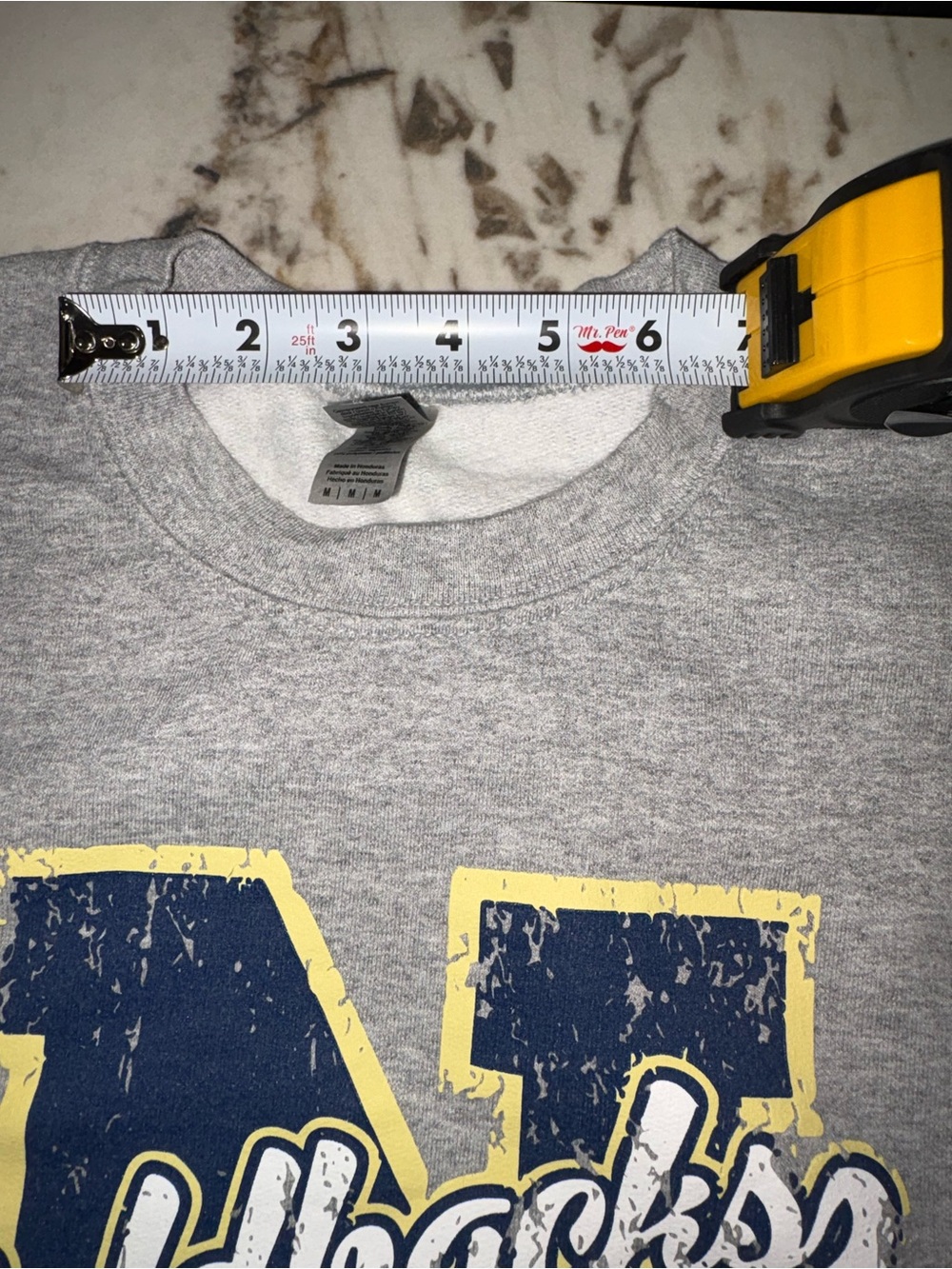 Gildan Gray Crewneck Sweatshirt with Navy & Yellow 'N' Graphic - Picture 12 of 13